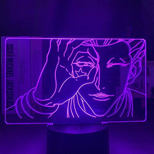 Anime Hxh Hisoka LED Gesichtsfarbe Wechselnder 3D Illusionslampe Atmosphäre LED Nachtlicht Kinderzimmer Dekor Weihnachten oder Geburtstagsgeschenk-7 Farben Keine Fernbedienung