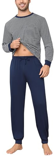 Aseniza Pyjama Homme Hiver Ensembles de Pyjama Coton Manches Longues Vêtements De Nuit Vêtements de Détente Doux Loungewear