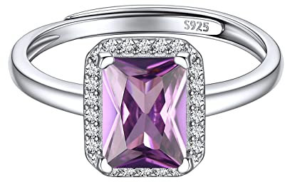 ChicSilver Silber verstellbarer Fingerring für Damen Mädchen Ring mit Quadrat Alexandrit Gebursstein Hochzeitring Verlorbungsring Partnerring