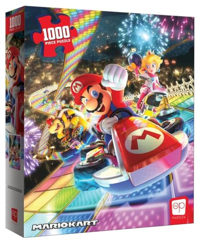 The OP Usaopoly | Mario Kart Rainbow Road Puzzle für die Ganze Familie | Puzzlespiel | Für Kinder Ab 8 Jahren | Mario Kart Themen-Puzzle mit 1000 Teilen