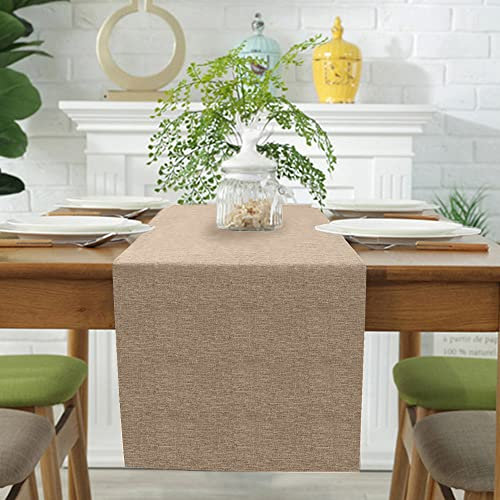 Tischläufer Frühling Modern, Tischläufer Abwaschbar, Tischläufer Leinenoptik, Tischläufer Wasserabweisend, Tischläufer für Esszimmer Party Urlaub Dekoration (Khaki, 40 x 140 cm)