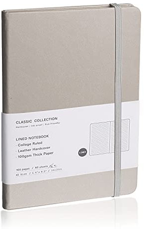 EMOMAS Notizbuch, liniert, 160 Seiten, Größe M, 14,5 x 20,3 cm, 100 g/m² dickes Papier, Hardcover
