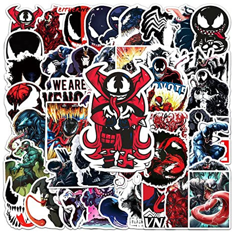 Venom Aufkleber Superheld Aufkleber für Kinder 50 Stück Venom Graffiti Decal Vinyl Sticker für Laptop Kinder Autos Motorrad Fahrrad Skateboard Gepäck