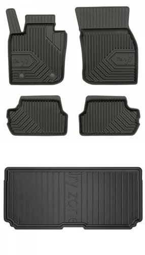 MOTOS Satz Gummifußmatten und Kofferraummatten passend für Mini Cooper III ab 2014 Hatchback, oberer Laderaumboden, 3-türig, Automatikgetriebe Verbessern Sie Ihren Reisekomfort mit Antirutschmatte Aut