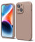 oakxco for iPhone 14 Phone Case Liquid Silicone, Cute Thin Slim Soft Rubber TPU Plain Smooth Gel Cover for Women Girl, Matte Solid Protective & Shockproof, Nude Light Brown
