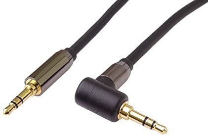 PremiumCord HQ Câble Jack 3,5 mm, Prise de Cric 3,5 mm, Connecteur StereoJack sur Bouchon 90 °, Câble de Connexion Audio AUX, Blindé, Connecteur Métallique, M/M, Longueur 5 m