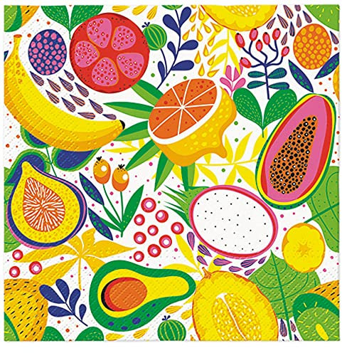 PAW 3-lagige fruchtige Decoupage-Servietten, Seidenpapierservietten, 33 cm x 33 cm, 20 Stück (Tropical Delight)