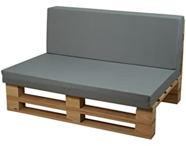 Komplettes Set aus Palettensofa + Kissen-Set (Mikrofaser, Grau, 120 x 60 cm)