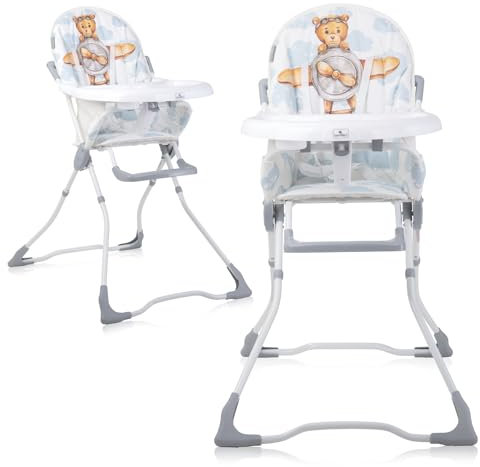 Lorelli Kinderhochstuhl Marcel, klappbar, Bechervertiefung, abwaschbarer Stoff, Farbe:blau Bär