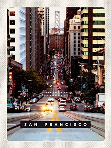 Ontrada Blechschild 30x40cm gewölbt San Francisco Straße Autos Stadt Deko Geschenk Schild