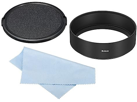 PATIKIL 82mm Lens Hood, Standard Focus Frosted Surface Anti-reflective Inside Hood with Cap and Cleaning Cloth for Camera Lens, Black for Nikon, for Fujifilm, for Pentax, for Leica