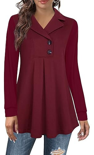 Datuhao Lange Pullover Damen Rot Warme Tunika Damen Winter Langarm Festlich Curvy Pulli Damen Elegant Schick Hoodies für Damen Oversize Sweater Damen Winter Damenpulli Stilvoll Breite Pullover