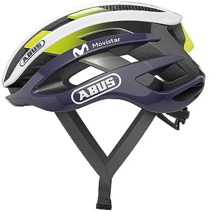 ABUS Rennradhelm AirBreaker - High-End Fahrradhelm für den professionellen Radsport - für Jugendliche und Erwachsene - Helm für Damen und Herren - Weiß/Blau (Movistar Team 2022), Größe S