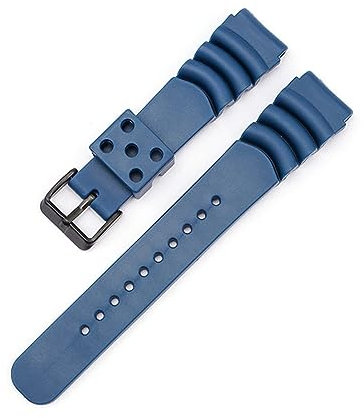 WAHRE 20mm 22mm 24mm Plongée en Caoutchouc Bracelet De Montre Étanche Silicone Sport Poignet Bracelet Bracelet Bracelet Fit for Seiko Diver Scuba Fit for Casio(Blue B,24mm)