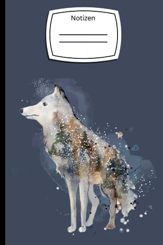 Notizbuch, liniert, A5, Wolf, für Kinder und Erwachsene
