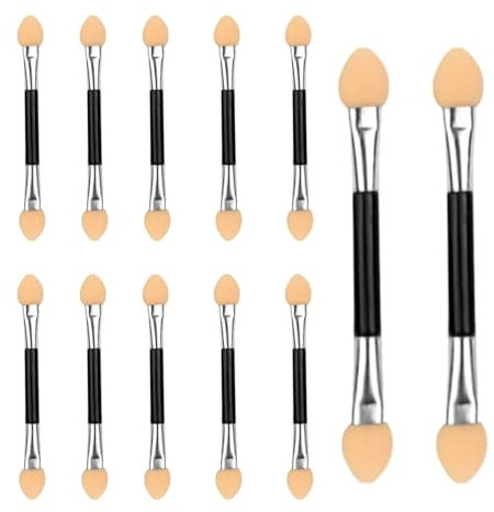Brosse à Paupières, 12 Pcs Sponge Ombre à Paupières Pinceau, Pinceau de Fard à Paupières Double Face, Applicateur Fard à Paupières