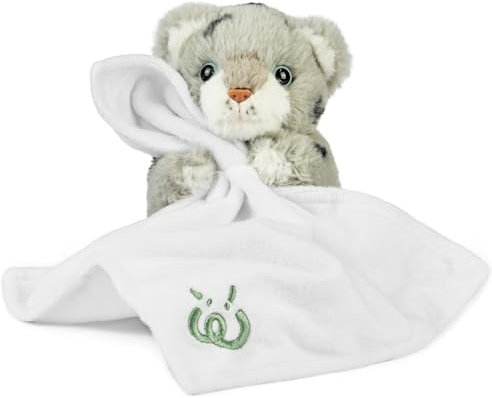 Living Nature Baby Schneeleopard Stofftier Plüschtier | Inklusive Decke | Flauschiges und Kuscheliges Safari-Tier | Weiches Spielzeuggeschenk für Neugeborene und Babys | Naturli Umweltfreundlich