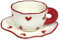 Soulnioi Tasse à café en céramique, tasse à cappuccino mignonne et soucoupe, 180 ml, peinture à la main, tasse à thé, tasse à lait pour cadeau, cœur rouge