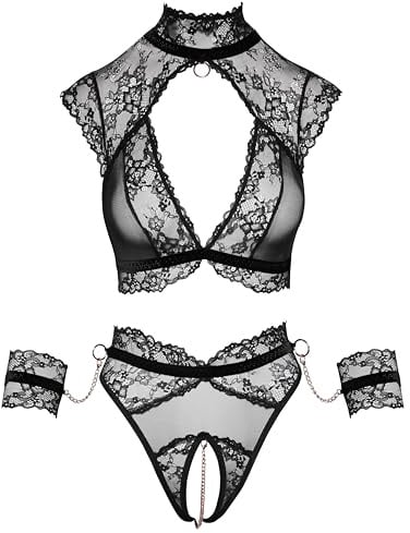 Cottelli Bondage Spitzen Set, Schwarz, L