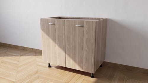 Alfredo Calandrelli Base per lavello d'appoggio completa di 2 ante spedizione in kit Lunghezza 90 Profondità 55 Altezza 72 esclusi piedini Altezza piedini 10 cm (OLMO), lavello90ante