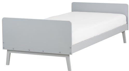 Beliani Bett Kiefernholz grau 90 x 200 cm Einzelbett mit Lattenrost Skandi Stil Bonnac
