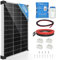 DERUXI Kit de panel solar de 120 W y 12 V: panel solar monocristalino de 120 W con controlador de carga solar PWM Bluetooth de 20 A 12 V/24 V + cables solares + soportes en Z para autocaravana, barco