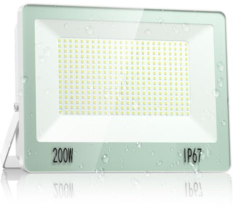 200W Projecteur Exterieur LED - 20000LM Spot LED Extérieur avec LED Transformateur Et Étanche IP67, 7000K Blanc Froid Eclairage Exterieur pour Usine, Cour, Stade, Garage