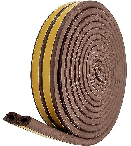 Draught Excluder Tape, 10M Doors Window Draught Excluder Tape, Self-Adhesive Rubber D Type Foam Sealing Tape, Soundproof, Waterproof, Dustproof & Anti-Collision Rubber Door Insulation Strip