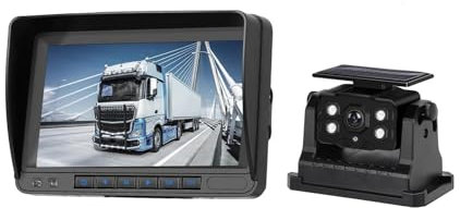 Caméra Arrière Moniteur D'affichage IPS HD 7 Caméra De Recul Solaire sans Fil pour Voiture avec Fonction D'enregistrement Caméra 1080P Universelle Webcam Recul Voiture