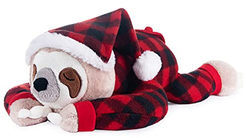 My OLi 38 cm Faultier Kuscheltier Sleepy Dreizehenfaultier mit Schlafanzug und Nachtmütze Faultier Plüschtier liegend Süßes Gutenacht-Freunde Geschenke für Kinder