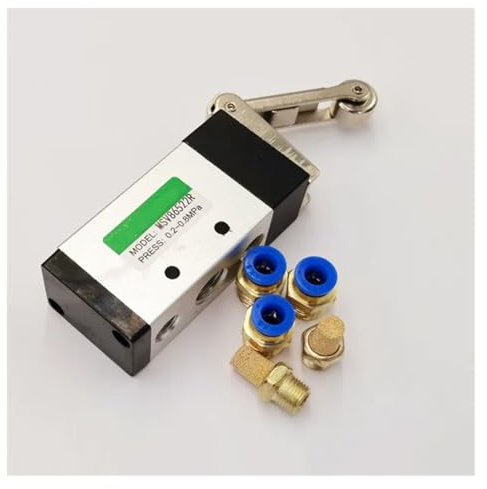 MV-09 Roller Lever 2 Position 5 Way Scroll Wheel Mechanical Valve MV522R Air Inlet Outlet 1/4 Exhaust 1/8 BIANMTSW(PC 10mm Fittings)