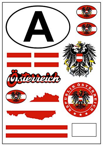 Daged Österreich Aufkleber Karte Stickerbogen - PKW Auto Motorrad Biker Flagge Fahne AK