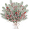6 Stück Künstliche Beerenstängel Schnee Gefrostet Künstliche Tannenzweige Stechpalmenbeeren Tischdeko Weihnachten Adventskranz Tannenzapfen Deko Kränze GesteckeHerbstparty Blumenarrangement (Rot)