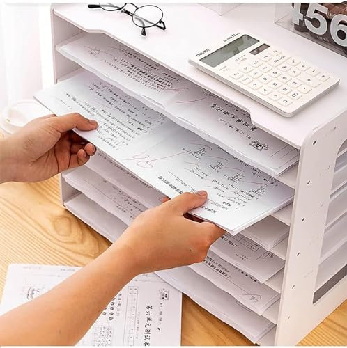DZZTHSH Weiße Schreibtischordner Ablagen, extragroße A3 Papierregale für Büro und Schule, Briefablage Dokumenten und Zeitschriftenständer Papier Organizer Ordner, Büro Schreibtisch Organizer