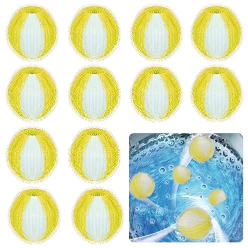 12 Stücke Tierhaarentferner Waschmaschine,Entfernt Tierhaare,Tierhaarentferner Waschmaschine, Tierhaarentferner, Katzenhaarentferner, Fusselbälle Waschmaschine, Hundehaare Waschmaschine(Gelb)