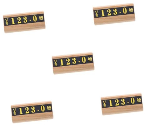 EXCEART 5st Desktop-preisschild Anpassbares Etikettenset Preisständer Mit Etiketten Preise Anzeigen Stand-tag Anzahl Preise Tag Würfel Tischschilder Für Veranstaltungen Khaki Holz