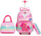 Egchescebo Zaino con Rotelle per Ragazze Carrello Porta Trolley Scuola Primaria Astuccio Bambina Giocattolo di Unicorno Ragazza Ruote Lunch Box 17” Borsa da Scuola a Rullo Ragazze Bambini Rosa Rossa