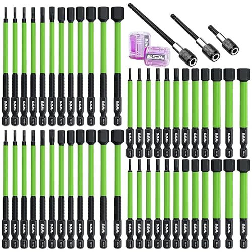 (53Pcs) Impact Hex Head Allen Wrench Bit Set, Hex-Shank S2 Alloy Steel Hex Bits Kit With Anti-slip Drill Bit Extender And Magnetic/Demagnetization Circle For Woodworking, Electrical Accessories