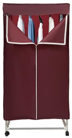 Secadora de aire caliente, secadora eléctrica portátil de 220 V, 1500 W, 30 kg, doble plegable, secadora para todas las telas con función temporizador, vino tinto