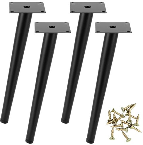 QWORK® 4 Pièces Pieds de Table Metal 30 cm - Base Silencieuse Antidérapante - pour Table Basse, Table à Manger, Chaises, Armoires, Tables de Nuit