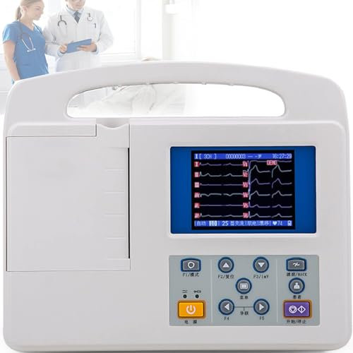 hocvseo Moniteur ECG Portable, Moniteur De Fréquence Cardiaque 12 Canaux 12 Fils, Écran LCD Couleur 3,5 Pouces, Électrocardiographe, pour La Maison, L'hôpital