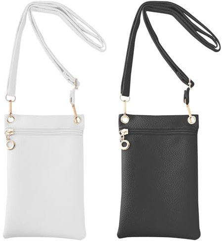 QINGYIWL 2 Pezzi Borsetta Porta Cellulare Donna, Porta Cellulare Tracolla in Pelle PU con Tracolla Regolabile per Cellulare, Chiavi e Piccoli Oggetti