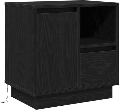 vidaXL Nachttisch mit Schwarz 50 x 34,5 x 50 cm Holzwerkstoff, Stylischer Nachttisch, modernes Stauraumwunder, rechteckiger Beistelltisch, kompakter Organizer!