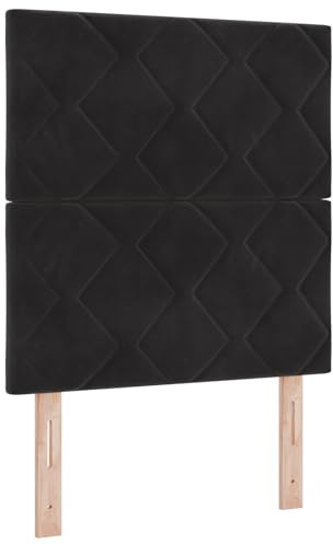 vidaXL Boxspringbett mit Matratze Schwarz 80 x 200 cm Samt, Stylisches minimalistisches rechteckiges Bett, modernes, langlebiges Samtbox-Kissen, verstellbare Kieferntmatratze.