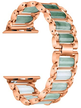 LPMPCZKZGF Jewely Jewelry + Correa de metal Compatible con Apple Watch 44mm 42mm 40mm Cinturón de pulsera de 38 mm Compatible con iWatch 7 6 5 4 3 2 Marchito Banda Watch strap(Rose gold,For 42mm-44mm-