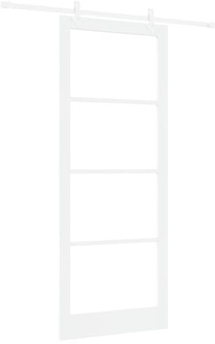 Juego de puerta corrediza vidaXL con hardware Blanco 93 x 232 cm Madera sólida de pino, Puerta interior vidaXL con vidrio 'ORKDAL'Blanca 93x232x4 cm