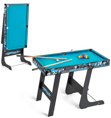 Powerplay - Tavolo da biliardo pieghevole, mini tavolo da biliardo per bambini e adulti, compatto e portatile, facile da riporre, regalo per ragazzi e ragazze