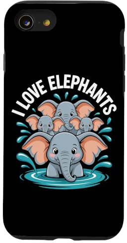 I Love Elephants Adorable Family Splash Case for iPhone SE (2020) / 7 / 8