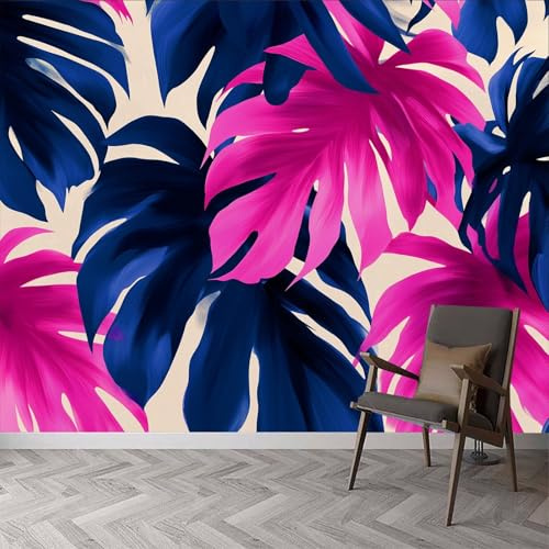 Pflanzen Babyblau Palmblätter Reißfeste Fototapete B200 x H140 cm - Wasserdichte Wandtapete Exotischer aus Vliestapete, 3D Bildtapete Motivtapeten Wanddeko für Wohnzimmer, Schlafzimmer & Kinderzimmer