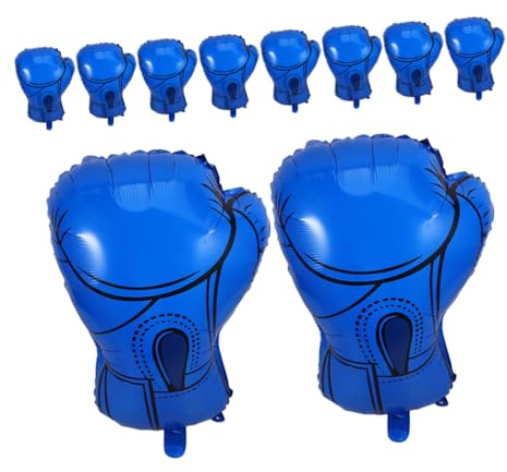 20 Zoll Boxhandschuh Folienballons 10 Stück Blau für Geburtstage | Aluminiumfolie, Automatische Versiegelung und Leichtes Aufblasen, Wrestling Geburtstagsparty Dekorationen